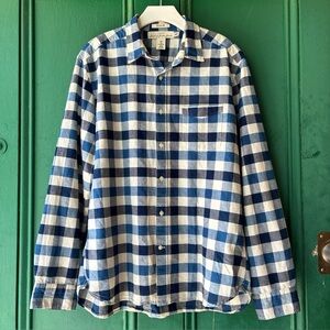 H&M L.O.G.G Men’s Plaid Flannel Shirt Blue White Check Long Sleeve Size L